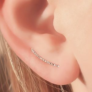 Tiny textured ear crawler/climber earrings in 925 sterling silver, gold or rose